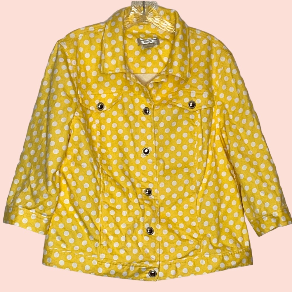 Yellow with White Polka Dots Jean Jacket - Size P/L
